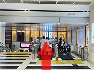 目の前にエスカレーターが見えてくるので、そのまま降ります。【画像】