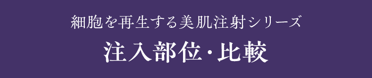 細胞を再生する美肌注射シリーズ 注入部位・比較