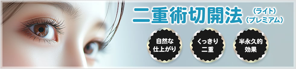 二重術切開法（ライト）（プレミアム） 自然な仕上がり・くっきり二重・半永久的効果