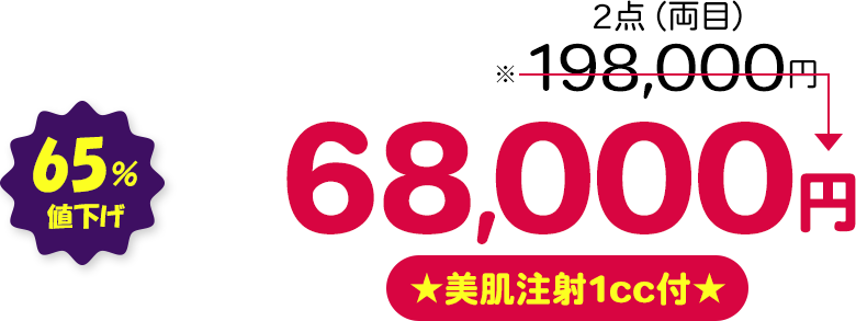 2点（両目） 65％値下げ ★美肌注射1cc付★